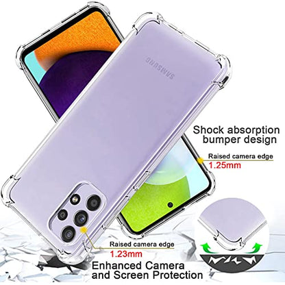 for Samsung A52 Case, Galaxy A52 5G Case with Screen Protector, Shockproof Crystal Clear Slim Soft Silicone TPU Protective Phone Cover for Samsung Galaxy A52 5G (Clear)