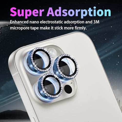 Camera Protector for iPhone 15 Pro/15 Pro Max, Diamond Dark Blue - color: Diamond Dark Blue