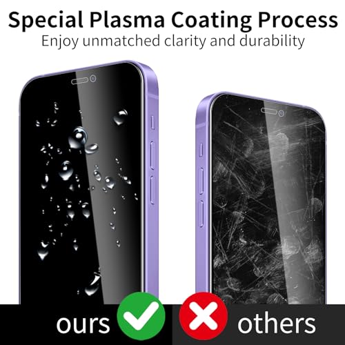 3 Pack Privacy Screen Protector foriPhone 12/12 Pro, 9H Hardness Double Shatterproof Anti-Spy Tempered Glass Film, Easy Installation, Case-Friendly - size: iPhone 12/12 Pro