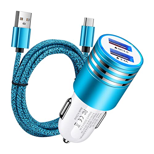 Fast Charging Car Charger,Quick Charge 3.0+2.4A Dual Port USB Cigarette - color: Blue