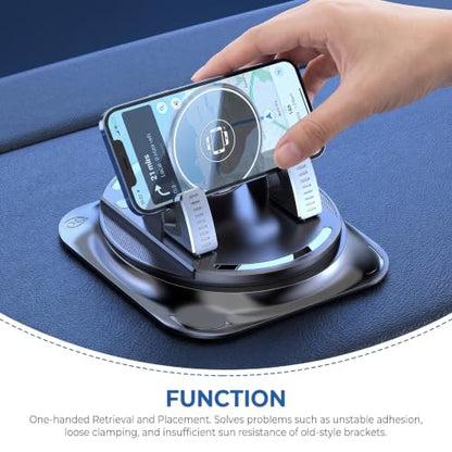 Car Phone Holder 360 Degree Rotation, Non-slip Car Navigation Mount, Car Phone Mount with Double Layer Pad, Universal for Most Cars, SUVs, Trucks (Black #02) - color: Black #02