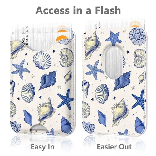 Tropical Magnetic Wallet Compatible with Magsafe Wallets for iPhone 17/16/15/14/13/12 Series Pro Max Plus Cute Phone Conch Card Holder Fit 3 Cards for Women Lether Mag Safe Coastal Shells - color: Z-Coastal Shells
