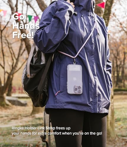 Ringke Holder Link Black, Adjustable Crossbody Strap with Cell Phone Tether Tab, Universal Multifunctional Lanyard Patch - color: Purple