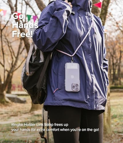 Ringke Holder Link Black, Adjustable Crossbody Strap with Cell Phone Tether Tab, Universal Multifunctional Lanyard Patch - color: Purple