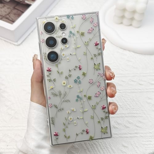 for Samsung Galaxy S24 Ultra Case, Floral Flowers Cute Aesthetic Clear Floral Branch Pattern Case for Women Girls,Transparent Slim Soft Shockproof Cover for S24 Ultra,Flower Branch - color: Flower Branch, size: for Samsung Galaxy S24 Ultra