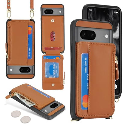 Cavor Compatible with Google Pixel 7 Case Wallet, Brown - color: Brown, size: Google Pixel 7