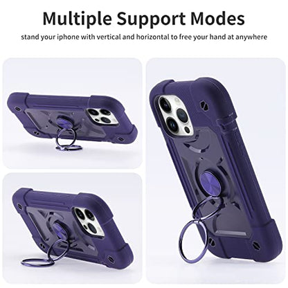 MARKILL Compatible with iPhone 13 Pro Max Case 6.7 Inch with Ring Stand, Heavy-Duty Military Grade Shockproof Phone Kids Cover for iPhone 13 Pro Max - color: Deep Purple, size: iPhone 13 Pro Max 6.7"