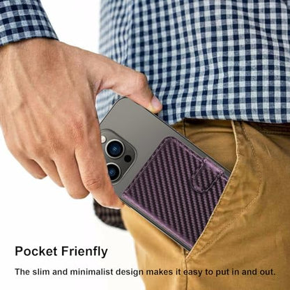 Bocasal for MagSafe Card Wallet for iPhone, Carbon Fiber Purple - color: Carbon Fiber Purple