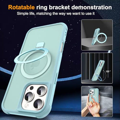 SKYLMW Compatible with iPhone 16 Pro Max Case with Stand,Blue | iPhone 16 Pro Max Phone Case 6.9",Magnetic Ring Stand,Compatible with MagSafe,Military-Grade Protection,Great Grip Feeling - color: Blue, size: Iphone 16 Pro Max