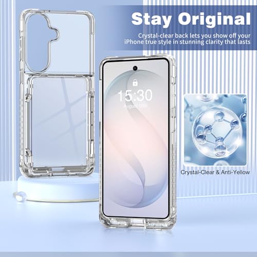 ACANDYA for Samsung Galaxy S26 Case Wallet Clear Protective Case with Credit Card Holder Heavy Duty Protection Shockproof Anti-Scratch Anti-Yellow Cover for Samsung Galaxy S26 6.3 inch Transparent - size: for Galaxy S26