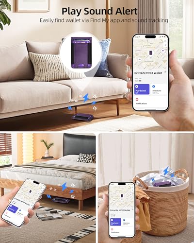 for Magsafe Wallet with Money Clip, Works with Apple Find My, 8 Card Holder - color: Lavender