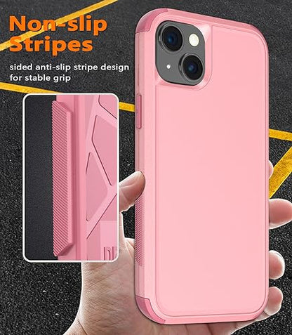 Diverbox for iPhone 15 Pro Case [Shockproof] [Dropproof] [Tempered Glass Screen Protector ],Heavy Duty Protection Phone Case Cover for Apple iPhone 15 Pro 6.1 inch (Pink) - color: Pink