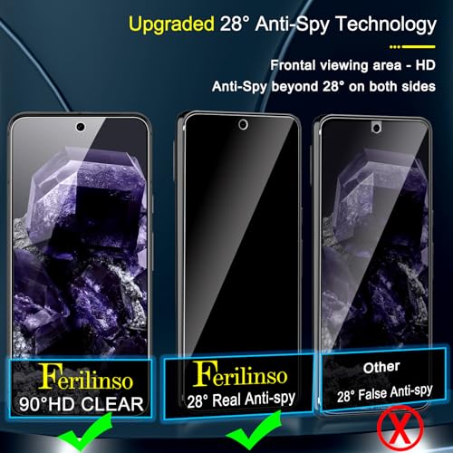 Ferilinso Privacy Screen Protector for Google Pixel 8, Tempered Glass - size: Google Pixel 8-6.2 IN
