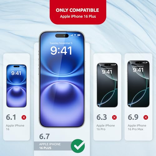 Screen Protector for iPhone 16 Plus – MagicBox Tempered Glass Screen Protectors with 2 Applicators and iPhone 16 Plus Accessories - Edge-to-Edge Protection, 9H Hardness, Oleophobic Coating - size: for iPhone 16 Plus