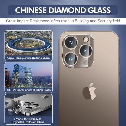 3PCS Rear Back Camera Lens Protector Tempered Glass for iPhone 16 Pro Max, iPhone 15 Pro Max - HD Clear Full Coverage Guard - color: for iPhone 16 pro/16 pro max/15 pro/15 pro max transparent