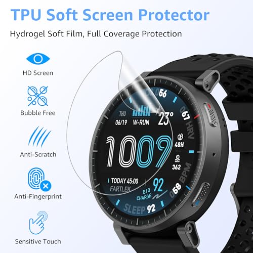 8 Pack Screen Protector for Amazfit Active Max, Soft TPU Self-Healing Bubble Free Anti-Scratch HD Clear Touch Sensitive Protective Film Compatible with Amazfit Active Max - size: For Active Max