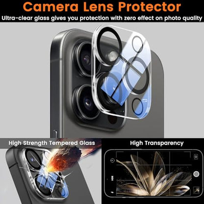 Lesakit 4+4 Pack Privacy Screen Protector for iPhone 16 Pro Max 6.9-Inch with 4 Pack Camera Lens Protector, Anti Spy Tempered Glass Film 9H Hardness Case Friendly - size: iPhone 16 Pro Max