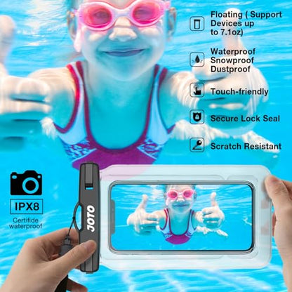 JOTO 2 Pack Floating Waterproof Phone Pouch Up to 7", IPX8 Floatable Underwater Phone Case Cellphone Dry Bag for iPhone 17/Air 16 15 14 13 12 11 Pro Max Xs Max XR X 8 7 Plus SE/Galaxy S24 S23 -Clear - color: Clear