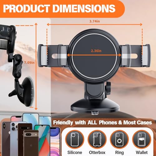 YUHENG 3-Axis Car Phone Holder Mount for Dashboard & Windshield