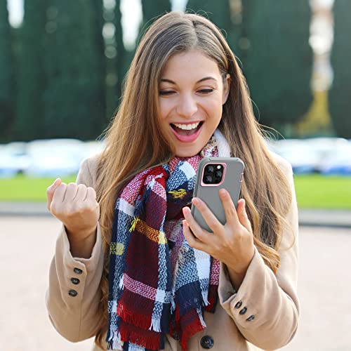Sansunto Case for iPhone 13 Pro, Heavy Duty Shockproof iPhone 13 Pro Protective Case, Silicone Rubber Cover for Men & Women, Rugged Hybrid Phone Cases for iPhone13Pro in 6.1 Inch (Grey/Pink) - color: Grey/Pink