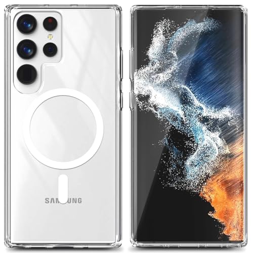 YZB Magnetic for Samsung Galaxy S22-Ultra Case, Clear | Compatible with MagSafe | Slim Fit Lightweight Shockproof, Military-Grade Protection, Yellowing Resistant Scratch-Resistant Back - color: Crystal Clear, size: Galaxy S22 Ultra