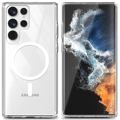 YZB Magnetic for Samsung Galaxy S22-Ultra Case, Clear | Compatible with MagSafe | Slim Fit Lightweight Shockproof, Military-Grade Protection, Yellowing Resistant Scratch-Resistant Back - color: Crystal Clear, size: Galaxy S22 Ultra
