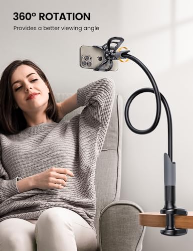 Lamicall Gooseneck Bed Phone Holder 33.4" Full Adjustable Flexible Arm - color: Black