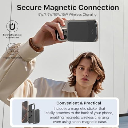 NOBIS Slim Magnetic Power Bank 22.5W 5000mAh with Built-in Cable - color: Black