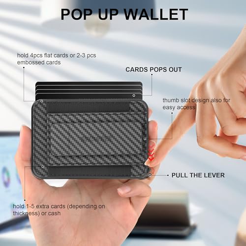 Slim Magsafe Phone Wallet for Men Pop up Card Holder Carbon Fiber Black - color: Leather Stand w/Elastic - Carbon Fiber
