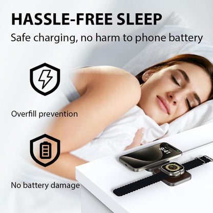 2 in 1 Foldable Mini Travel Wireless Charger Stand for Apple, KUXIU Aluminum Alloy Magnetic Charging Station Compatible with iPhone 15/14/13/12Pro/Max, 5W Fast Charging Watch 9/8/7/Ultra2-Leather - color: Leather