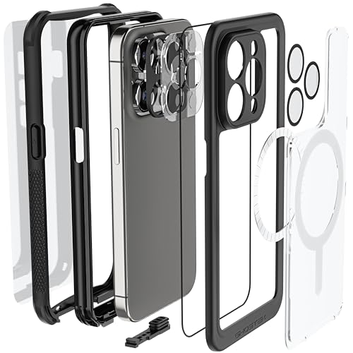 Ghostek Nautical Waterproof Apple iPhone 15 Pro Case with Holster Belt Clip - Screen & Camera Protector, MagSafe Compatible, Rugged Heavy Duty (6.1 Inch, Clear) - color: Clear, size: iPhone 15 Pro