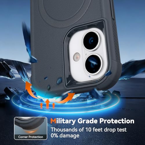 for iPhone 16 Case with Belt Clip, Compatible with Magsafe, Gray | Anti-Drop, Anti-Fingerprint, 3 in 1 Heavy Duty Shockproof Protection for iPhone 16 Case Rugged with Kickstand - color: Gray