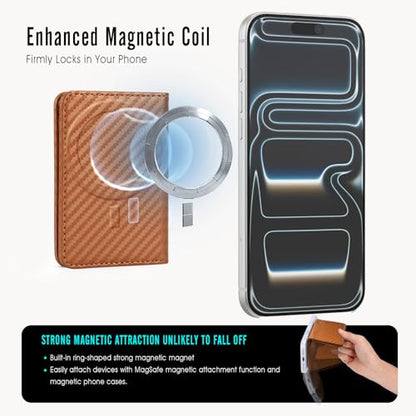 For MagSafe Wallet,Magnetic Card Holder RFID Blocking Wallet with 5 Card Slots & Cash Pocket For iPhone 17/16/ 15/14/ 13/12/ Pro/Max/Plus/Air Carbon Coffee - color: Carbon Coffee