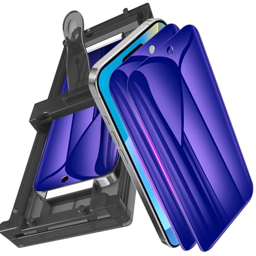 2 Pack for iPhone 17 Pro Privacy Screen Protector Film (NOT Glass), Anti Blue Light Flexible PET Film Screen Protector for iPhone 17 Pro with [Easy Installation Tray] - Purple - size: iPhone 17 Pro