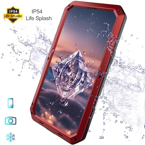 Compatiable with iPhone 17 Case,360 Full Body Protective Cover Heavy Duty Shockproof [Tough Armour] Aluminum Alloy Metal Case with Silicone Built-in Screen Protector - Red - color: Red
