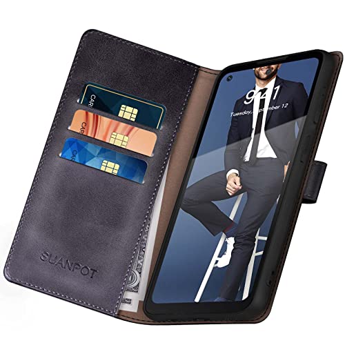 SUANPOT for Motorola（Moto G Power 2022） Wallet case 【RFID Blocking】 Credit Card Holder, Flip Folio Book PU Leather Phone case Shockproof Cover for Women Men Power2022 Black - color: Black