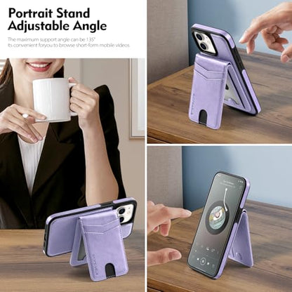 SkyEagle Compatible with MagSafe iPhone 11 Wallet Case,Light Purple - color: Light Purple, size: iPhone 11 - 6.1"