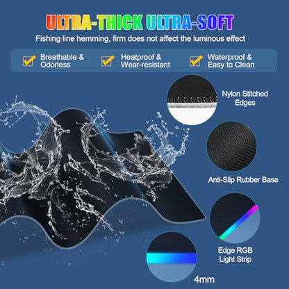 Wireless Charging RGB Mouse Pad with Phone Stand, Large Gaming Desk Mat - color: Black - 31.5x15.8" Phone Stand No Adapter