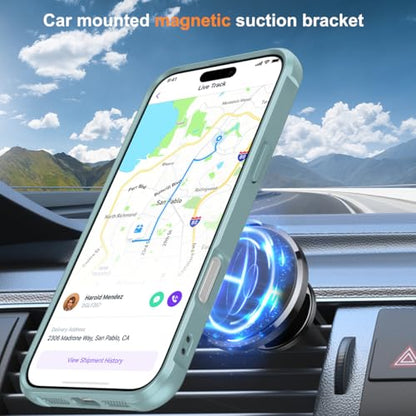 CHAOFEnG Magnetic Compatible with iPhone 16 Case with Stand [Military Grade Drop Tested][Compatible with Magnet] Ring Translucent Slim Hard Back Soft Edge, Teal Green - color: Teal Green, size: iPhone 16