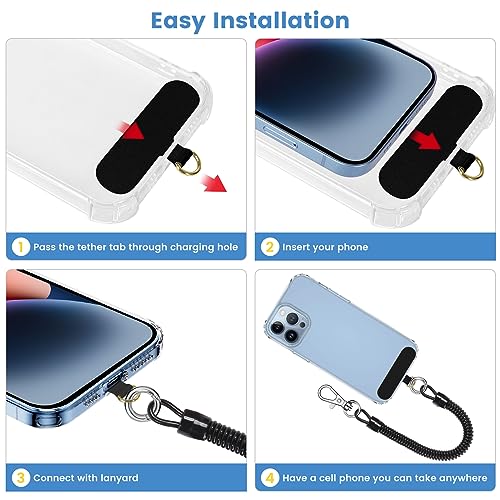 COCASES Phone Tether Tab, Phone Lanyard Strap Tab, 2 Pack Oval Black - color: Ovaltab-black*2