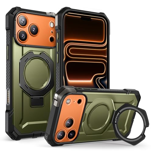 SUPCASE for iPhone 17 Pro Max Case with Built-in Kickstand, Green | Camera Control Cover, Compatible with MagSafe, Anti-Slip Grip, Military-Grade Protection, Rugged Magnetic Phone Case, UB Grip - color: Guldan, size: iPhone 17 Pro Max