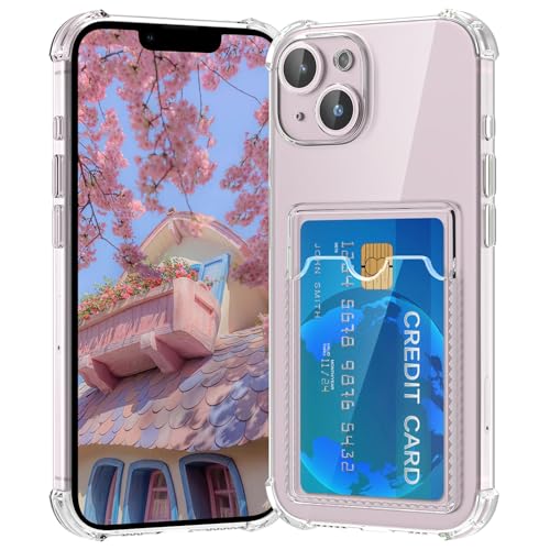 Compatible with iPhone 13 Case with Card Holder, Wallet Case Clear Slim Soft Protective Cover Shockproof Anti-Scratch Phone Card Case for iPhone 13 - size: iPhone 13