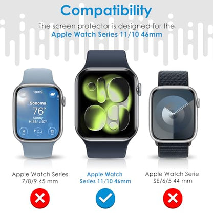 UniqueMe 8 Pack for Apple Watch Series 11/10 46mm Screen Protector - size: Series 10 46mm