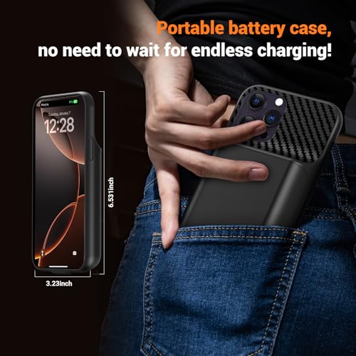 Battery Case for iPhone 12 ProMax ,13 ProMax, 14 ProMax, 14 Plus (6.7 inch) 2026 Upgraded High Capacity 13800mAh Battery Pack Rechargeable Charger Charging Case with Tempered Glass Screen Protector - size: iPhone 12 ProMax