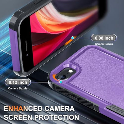 Case for iPhone 8/7/SE 2022 2020, with Screen Protector,Military Grade Heavy Duty Shockproof Phone Cover with Wrist Lanyard Strap for iPhone 8/7/SE 2nd 3rd 4.7 inch,Lavender | with Screen Protector+Wrist Lanyard Strap,Heavy Duty Shockproof Case for iPhone