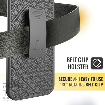 Designed for iPhone 13 Case with Belt Clip Holster | Rugged Holster & Protective Phone Case Combo with Anti-Slip Texture - Black - style: iPhone 13