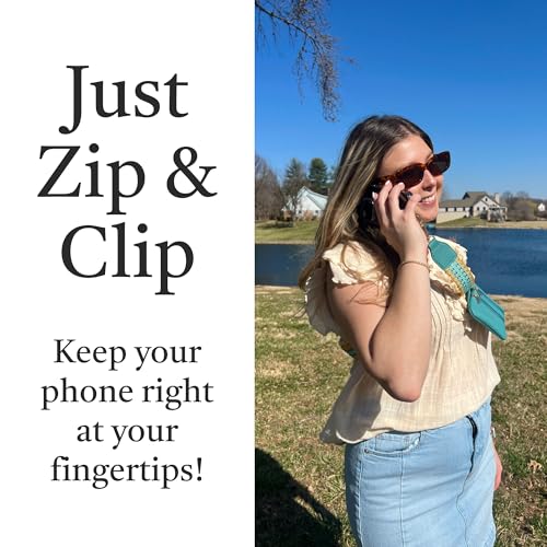 Save the Girls Clip & Go Phone Lanyard with Wallet Pouch, Fun Dots - color: Mustard/Aqua