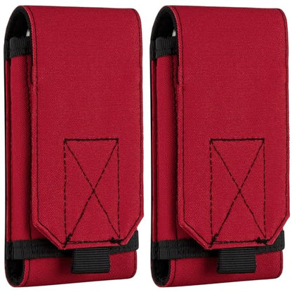 Tactical Molle Phone Holster Pouch, Universal Belt Waist Bag for iPhone 17 Pro Max/17 Pro/17/16 Pro Max/15 Pro Max/14 Pro Max/13/12, Samsung S25 Ultra/S24/S23, Size L - color: Red(2 Pack)