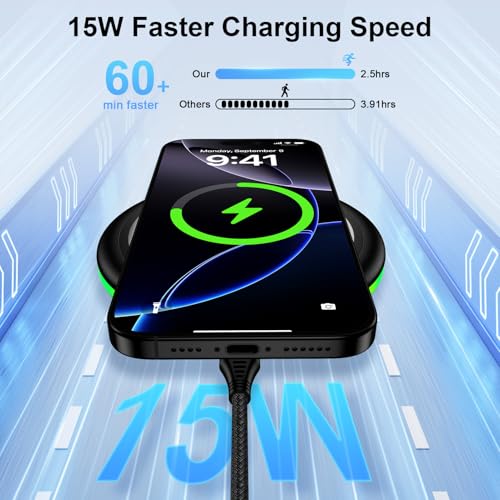 Wireless Charging Pad for Samsung Galaxy S25 Ultra S25 Edge S25 FE S24 Ultra S23 Z Fold/Flip 7,15W Fast Charging Station Charger Mat for iPhone 17 16e 16 Pro Max 16 Plus 15,Google Pixel 10 9 Pro XL 8