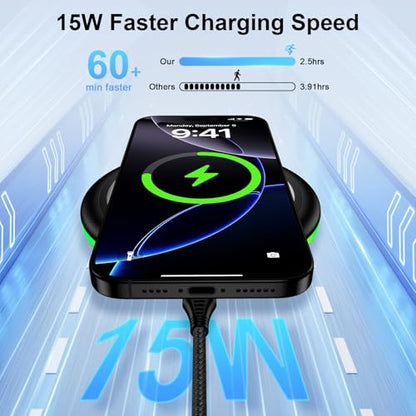 Wireless Charging Pad for Samsung Galaxy S25 Ultra S25 Edge S25 FE S24 Ultra S23 Z Fold/Flip 7,15W Fast Charging Station Charger Mat for iPhone 17 16e 16 Pro Max 16 Plus 15,Google Pixel 10 9 Pro XL 8